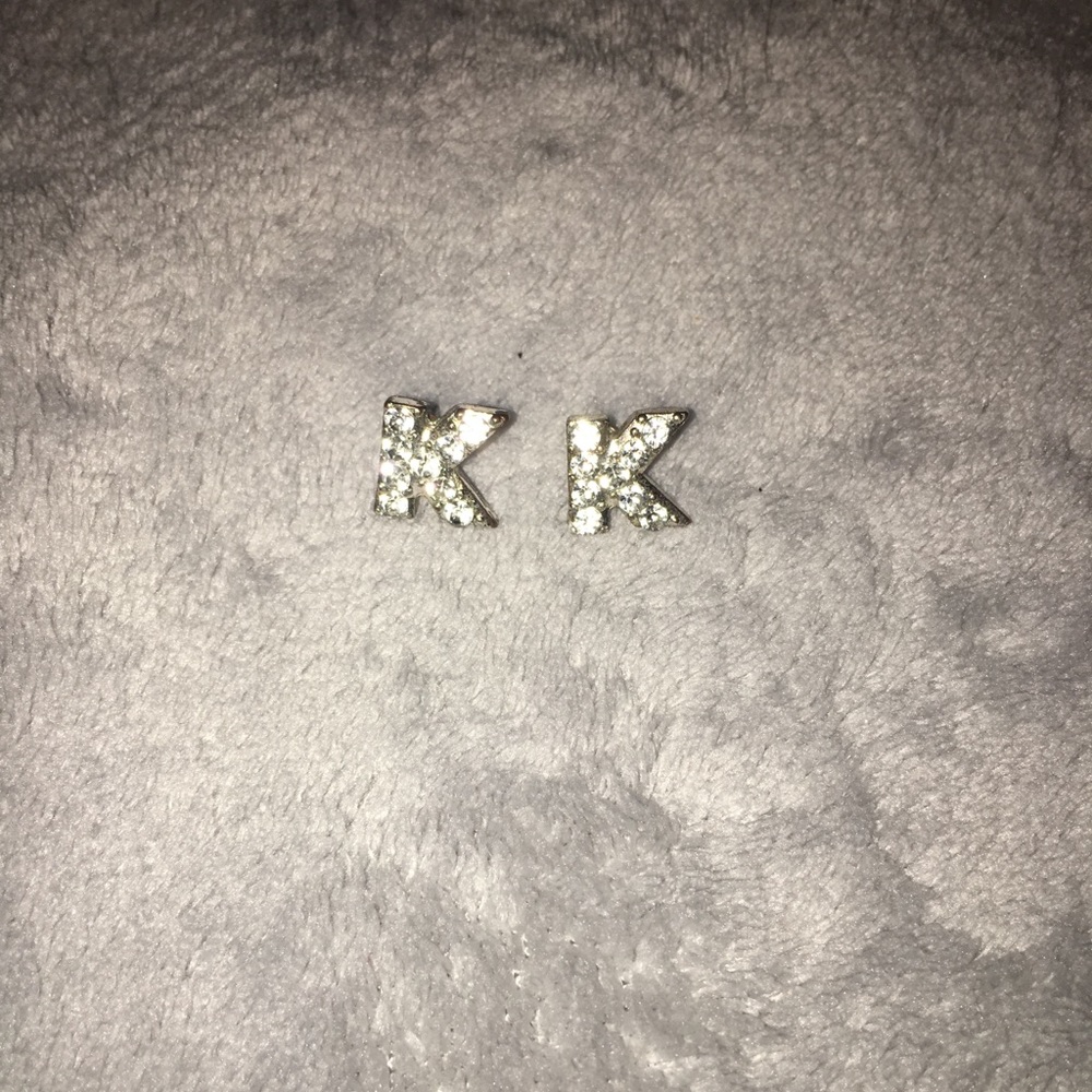 “K” stone earrings